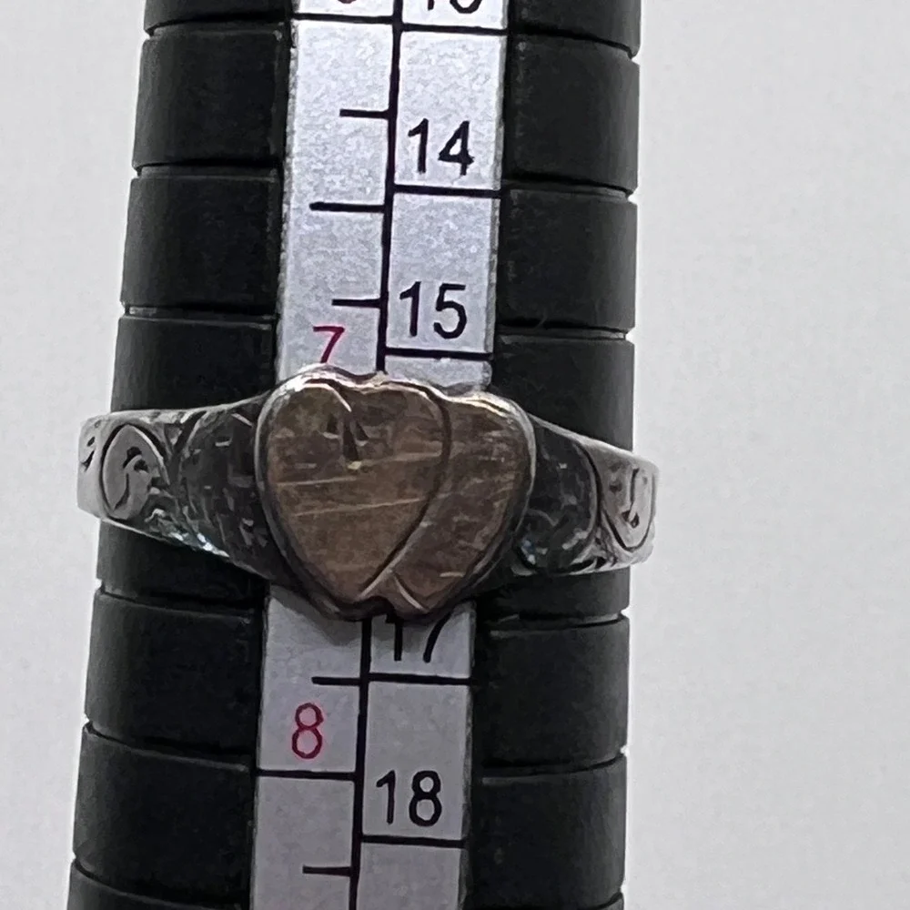 Unbranded Double Heart Coin Silver Rings Womens Size 8.25 Silver Fair Victorian